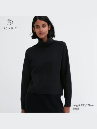 Långärmad tröja i 3D Knit-mönster och Souffle Yarn för dam