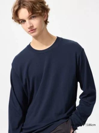 Mjuk borstad T-shirt för herr | Långärmat