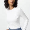 Mjuk ribbad T-shirt för dam | Långärmat