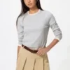 Mjuk ribbad T-shirt för dam | Långärmat Mjuk ribbad T-shirt för dam | Långärmat