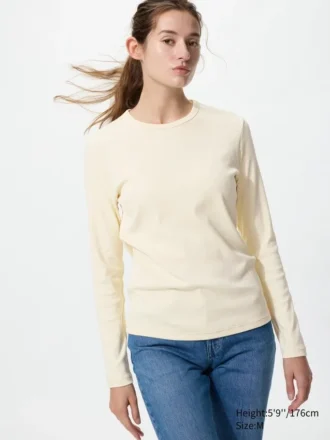 Mjuk ribbad T-shirt för dam | Långärmat