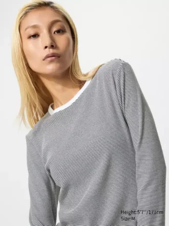 Mjuk ribbad T-shirt för dam | Randig