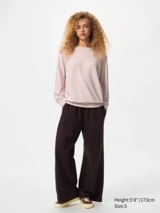Mjuk stickad fleece-T-shirt för dam | Långärmat