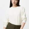 Mjuk stickad fleece-T-shirt för damer | Långärmat Mjuk stickad fleece-T-shirt för damer | Långärmat
