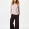 Mjuk stickad fleece-T-shirt för damer | Långärmat Mjuk stickad fleece-T-shirt för damer | Långärmat