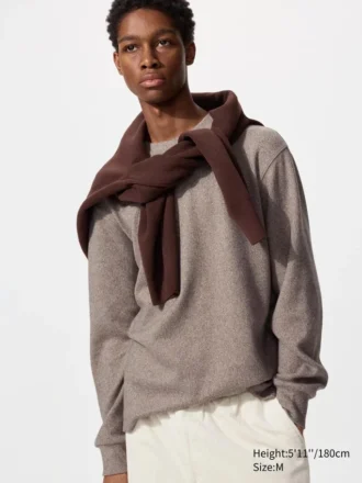 Mjuk stickad fleece-T-shirt för herr
