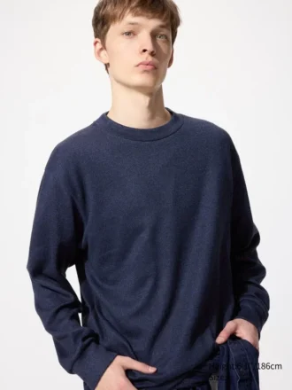 Mjuk stickad fleece-T-shirt för herr