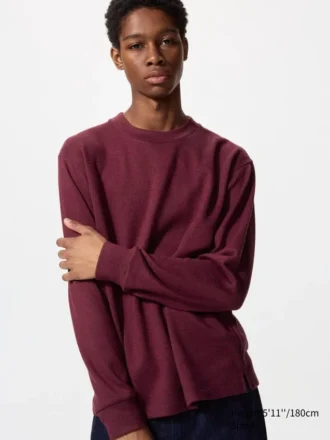 Mjuk stickad fleece-T-shirt för herr