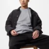 Mjuk stickad fleece-T-shirt för herr