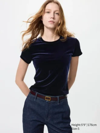Mjuk velour-minit-t-shirt för dam