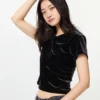 Mjuk velour-minit-t-shirt för dam