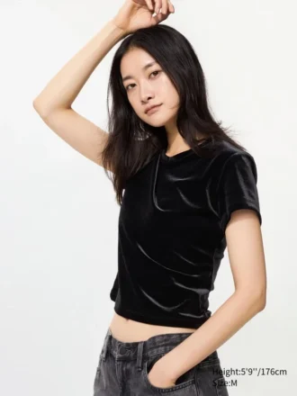 Mjuk velour-minit-t-shirt för dam