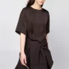 Oversized kort blusar i satin för dam | Halvärmade ärmar Oversized kort blusar i satin för dam | Halvärmade ärmar