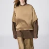 Oversized kort blusar i satin för dam | Halvärmade ärmar Oversized kort blusar i satin för dam | Halvärmade ärmar