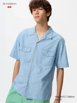 Oversized skjorta i chambray för herr