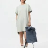 Oversized tvåfärgad T-shirtklänning för dam Oversized tvåfärgad T-shirtklänning för dam
