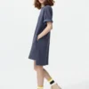 Oversized tvåfärgad T-shirtklänning för dam Oversized tvåfärgad T-shirtklänning för dam