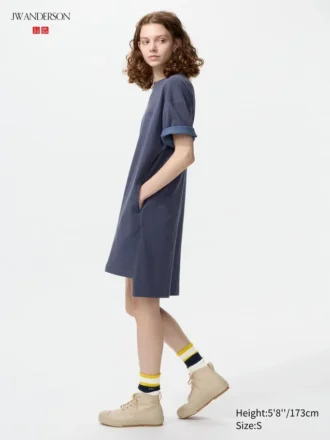 Oversized tvåfärgad T-shirtklänning för dam Oversized tvåfärgad T-shirtklänning för dam