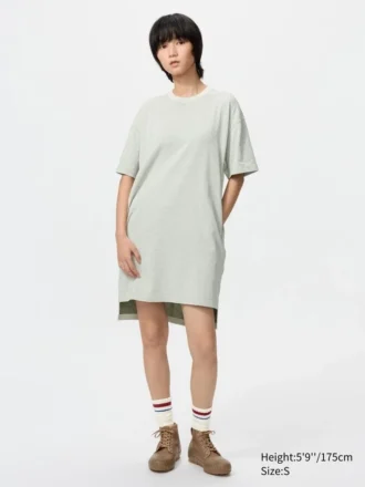 Oversized tvåfärgad T-shirtklänning för dam Oversized tvåfärgad T-shirtklänning för dam