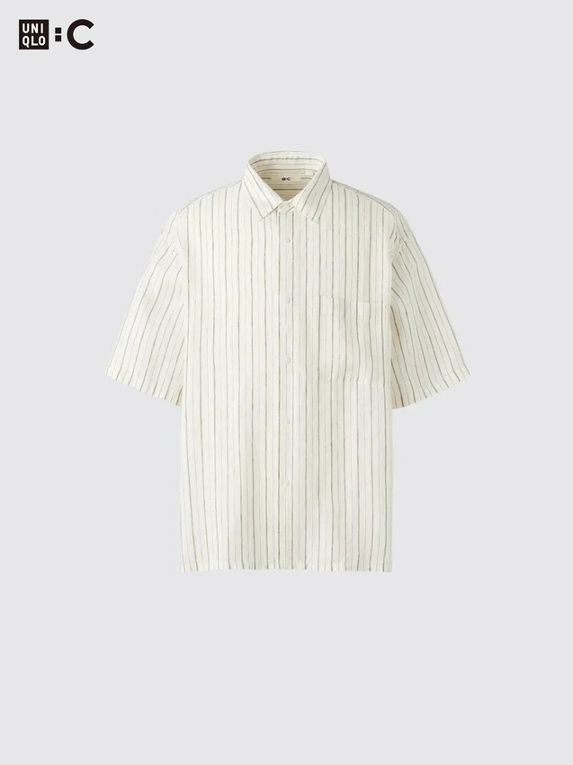Premium Linen oversized skjorta för herr | Kortärmad | Randig Premium Linen oversized skjorta för herr | Kortärmad | Randig