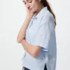Premium Linen-skipper-boxskjorta för dam | Kortärmad