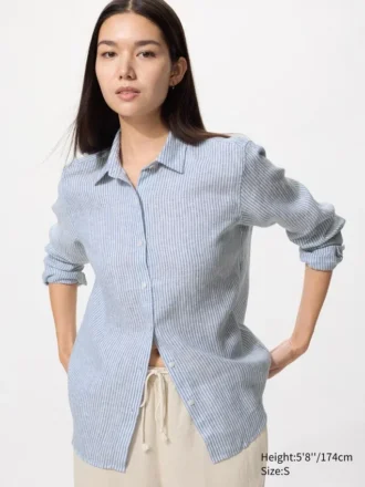 Premium Linen-skjorta för damer | Randig Premium Linen-skjorta för damer | Randig