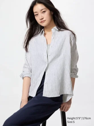 Premium Linen-skjorta för damer | Randig