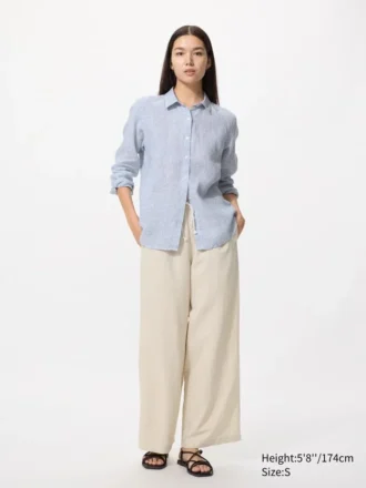 Premium Linen-skjorta för damer | Randig Premium Linen-skjorta för damer | Randig