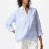Premium Linen-skjorta med skipperkrage för dam | Randig Premium Linen-skjorta med skipperkrage för dam | Randig