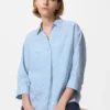 Premium Linen-skjorta med skipperkrage och 3/4-ärmar för dam | Randig Premium Linen-skjorta med skipperkrage och 3/4-ärmar för dam | Randig