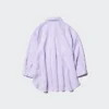 Premium Linen-skjorta med skipperkrage och 3/4-ärmar för dam | Randig Premium Linen-skjorta med skipperkrage och 3/4-ärmar för dam | Randig