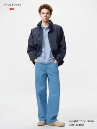 Raka färgade jeans i bred passform för herr
