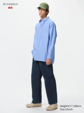 Raka färgade jeans i bred passform för herr