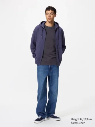 Raka jeans i bred passform för herr