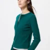 Ribbad Henley-T-shirt för dam