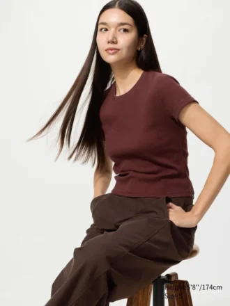 Ribbad mini-T-shirtar för dam