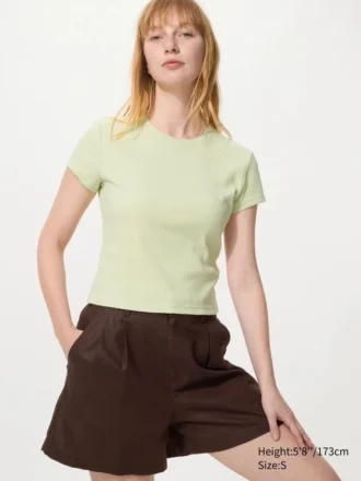 Ribbad mini-T-shirtar för dam