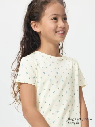 Ribbad T-shirtar för barn | Blomma