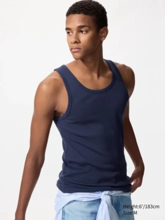 Ribbad tank top för män i Dry Color