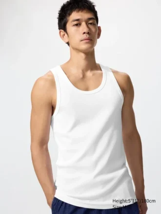 Ribbad tank top för män i Dry Color