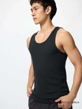 Ribbad tank top för män i Dry Color