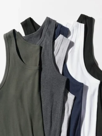 Ribbad tank top för män i Dry Color