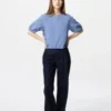Seersucker-blusar med volym för damer | Gingham