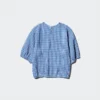 Seersucker-blusar med volym för damer | Gingham Seersucker-blusar med volym för damer | Gingham