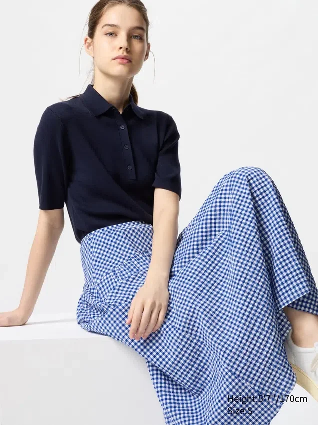 Seersucker-kjol med volym för dam | Gingham Seersucker-kjol med volym för dam | Gingham