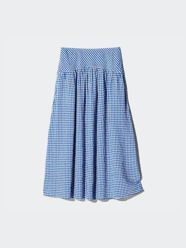 Seersucker-kjol med volym för dam | Gingham Seersucker-kjol med volym för dam | Gingham