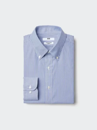 Slim fit-skjorta för män, strykfri | Knappkrage | Randig