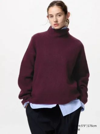 Souffle Yarn-tröja för dam | Hög hals