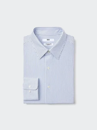 Super Non-Iron Jersey Slim-skjorta för herr | Vanlig krage | Randig