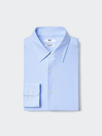Super Non-Iron Jersey Slim-skjorta för herr | Vanlig krage | Randig